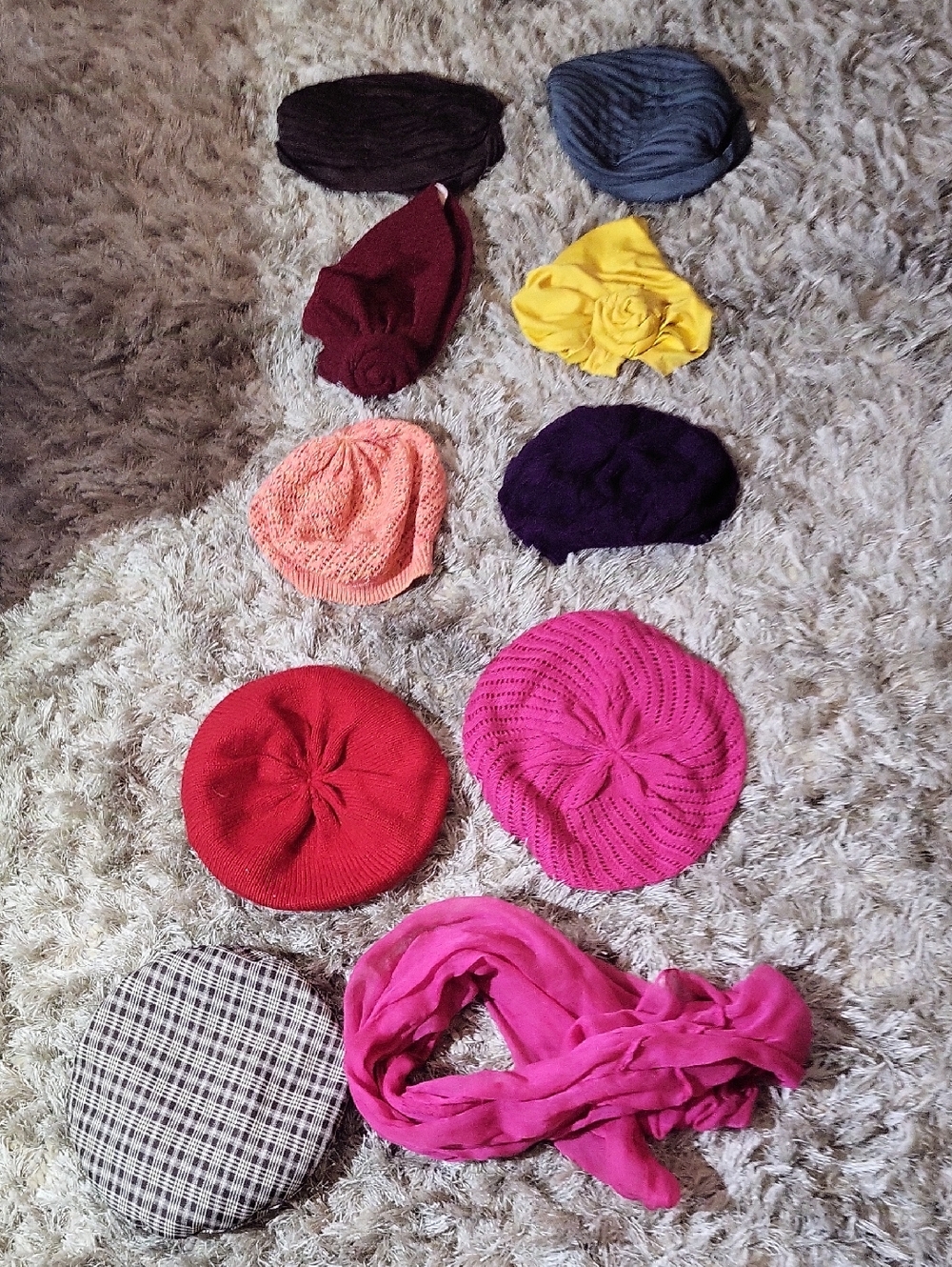 Assorted Knit Berets and Scarves - Multi Color Set
